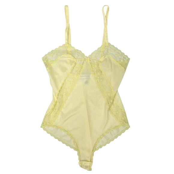 Vintage Interludes Lace Bodysuit Size Small Yellow - Picture 1 of 10